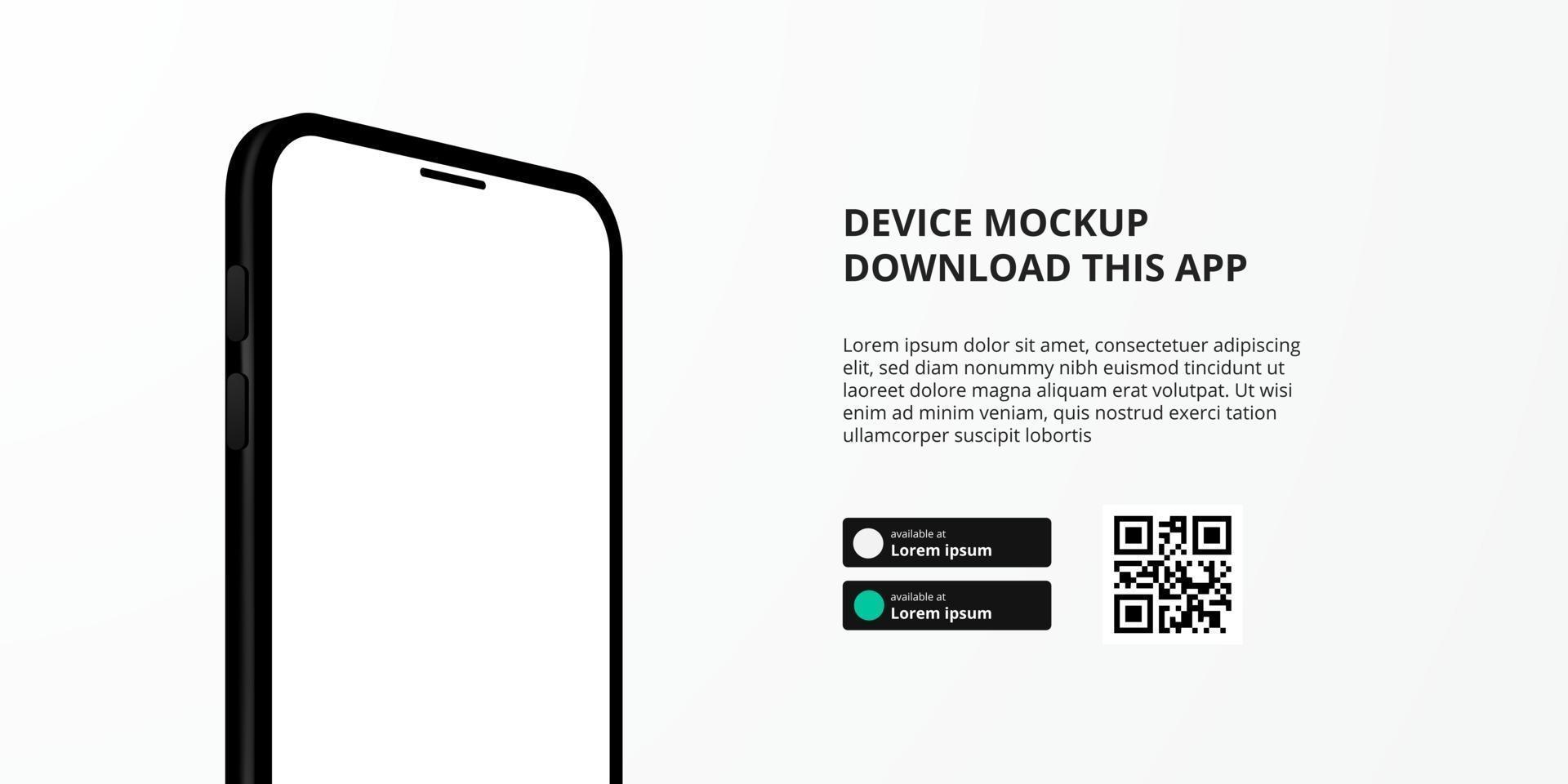 banner per il download di app per telefono cellulare, mockup di smartphone 3d vettore