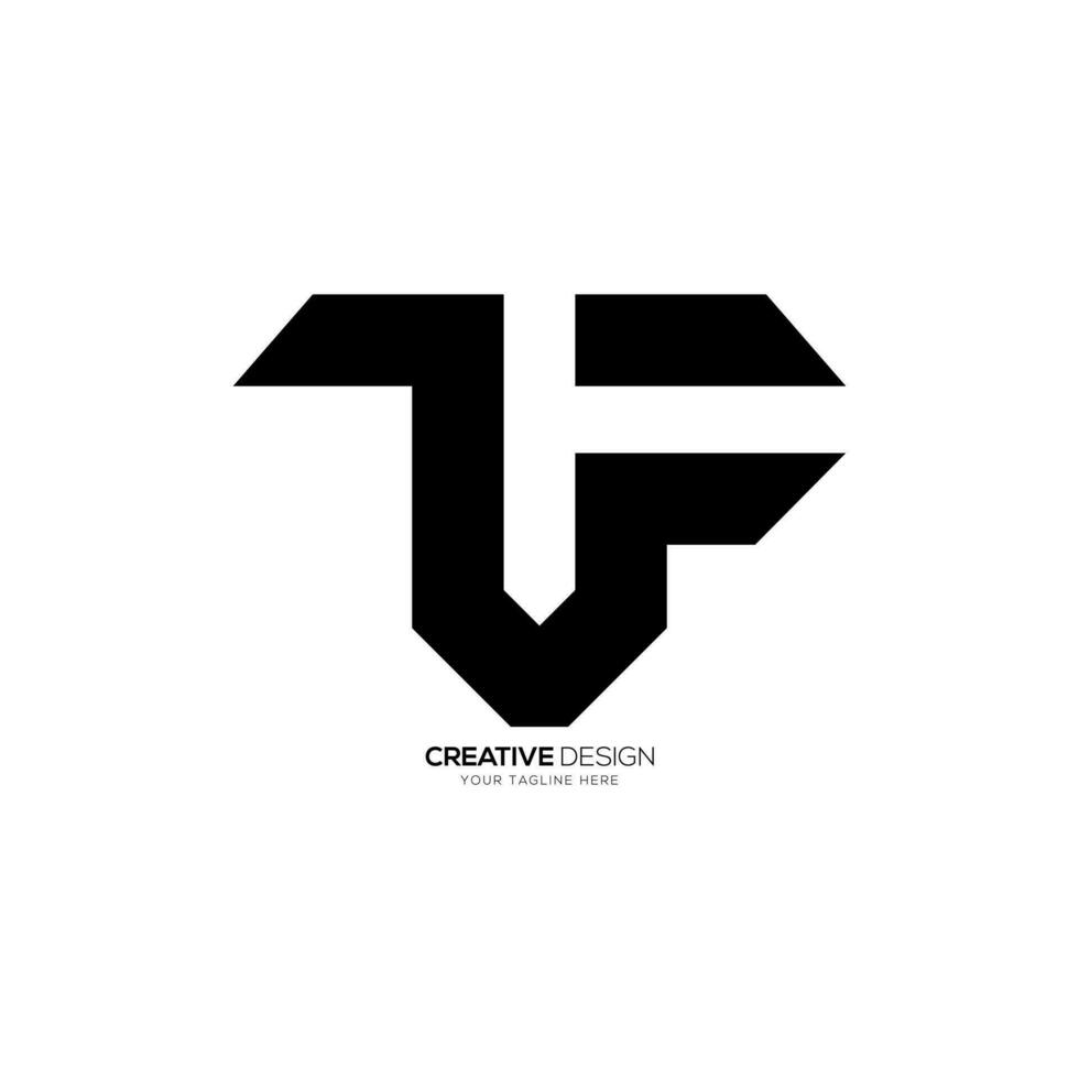 lettera t v f moderno piatto unico forma monogramma astratto logo design vettore