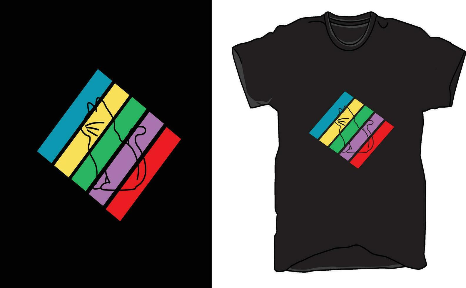 maglietta design multipiscina colore linfa con gatto nel vettore, abbigliamento disegno, illustrazione design. vettore