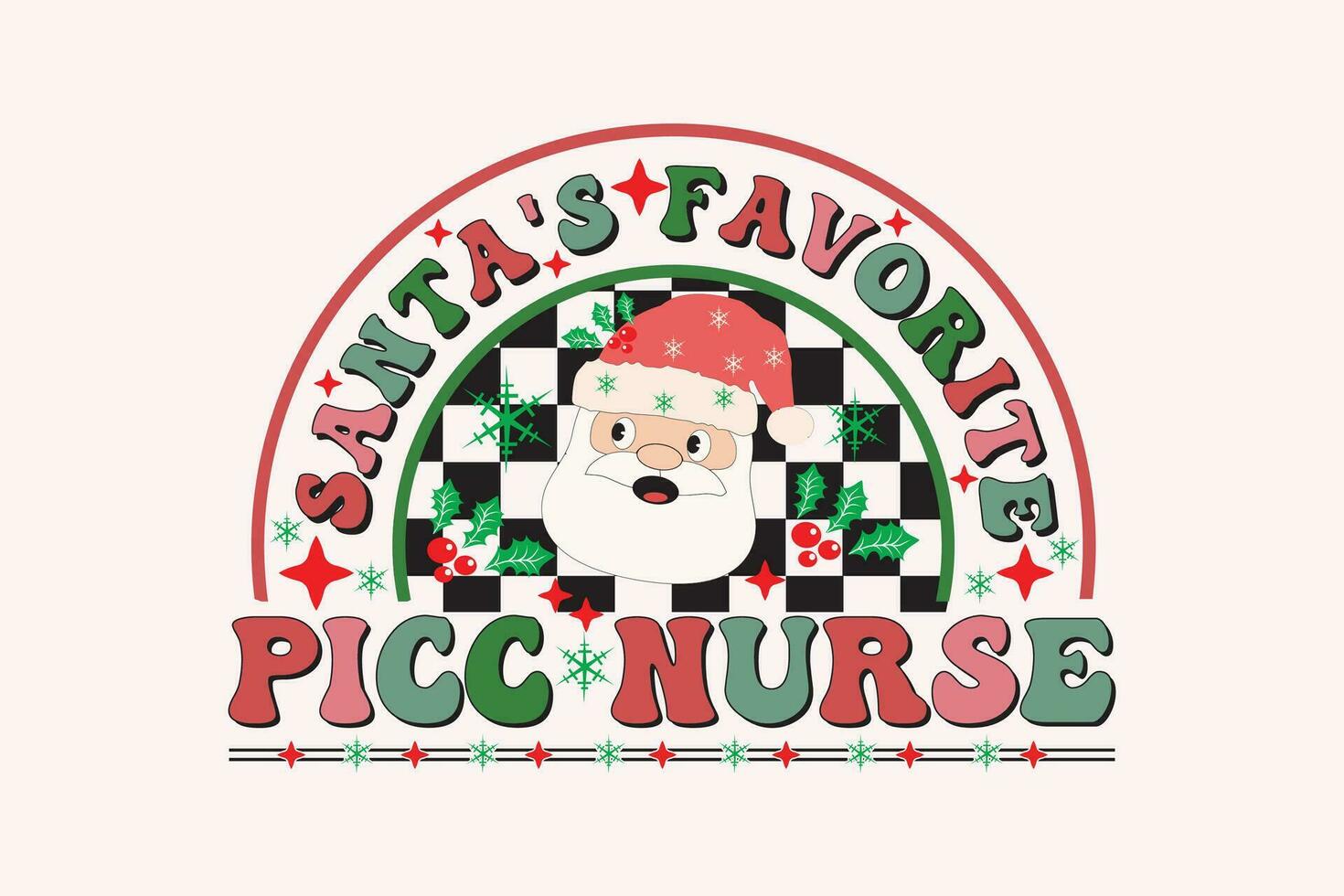 Babbo Natale preferito infermieri Natale retrò tipografia maglietta design vettore