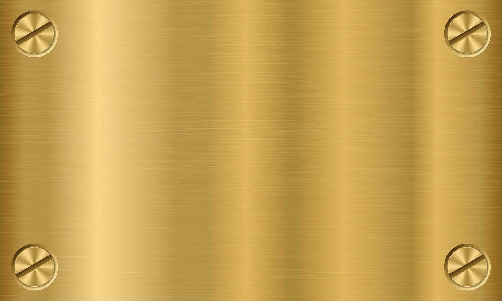 d'oro metallo struttura sfondo con viti. oro piatto con viti. acciaio sfondo. vettore illustrazione