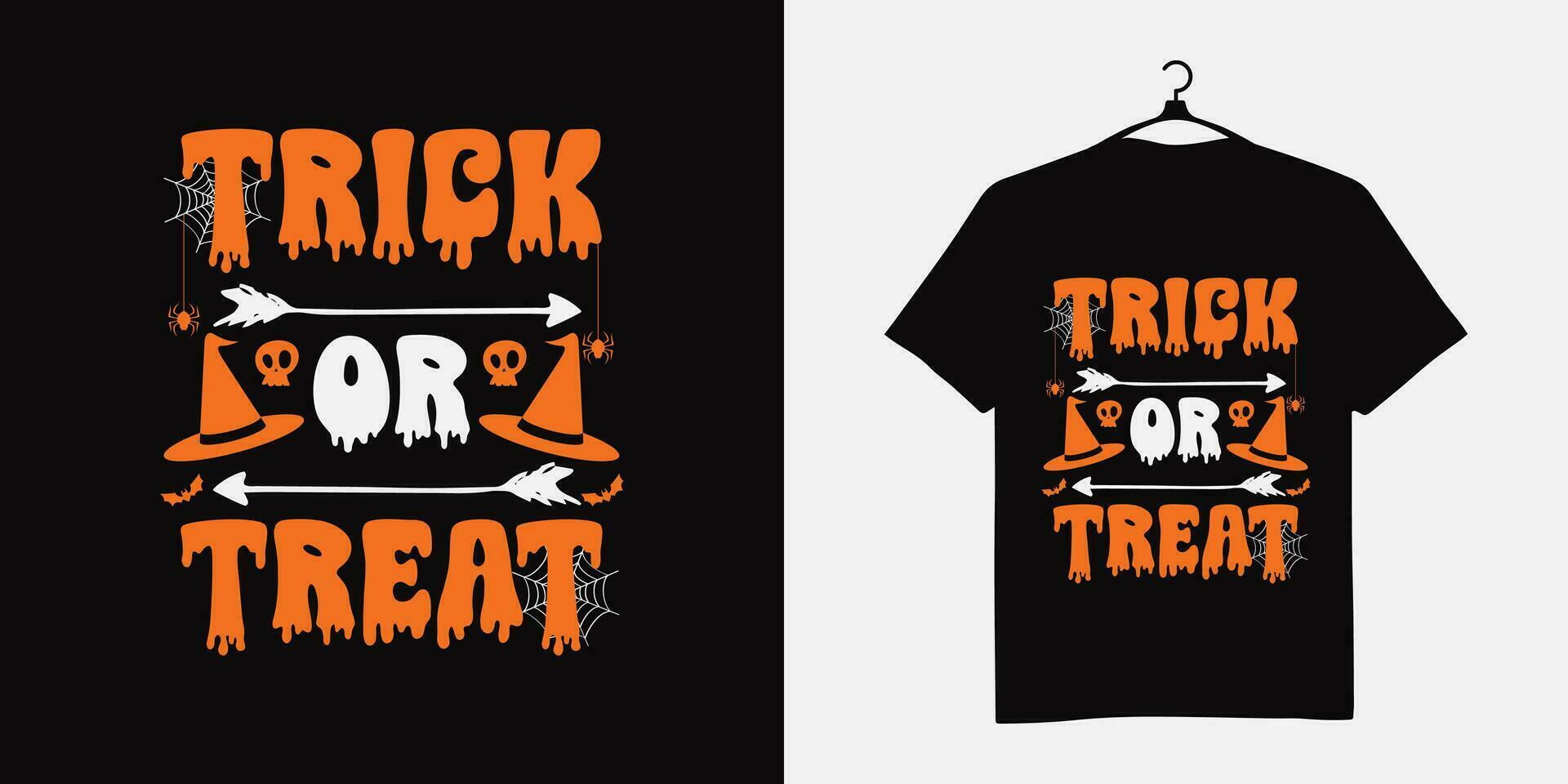 Halloween trucco o trattare t camicia design vettore