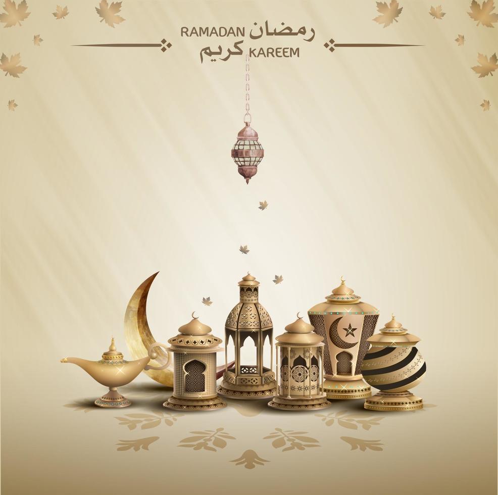 saluti islamici ramadan kareem card design vettore