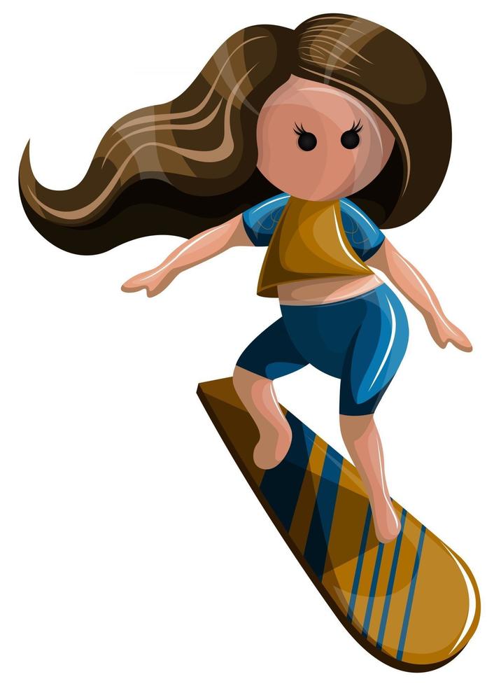 immagine vettoriale di un'immagine stilizzata di una ragazza su una tavola da surf