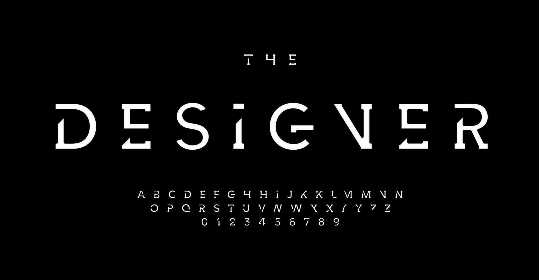 futuristico stampino alfabeto, minimalista High Tech font per futuro Tech moderno logo, monogramma, digitale tecnologia titolo, innovativo pulito tipografia, moderno tipografico design. vettore typeset