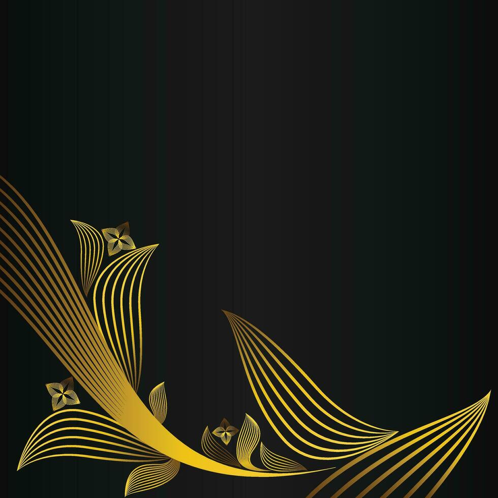 elegante oro floreale telaio confine decorazione su nero sfondo vettore