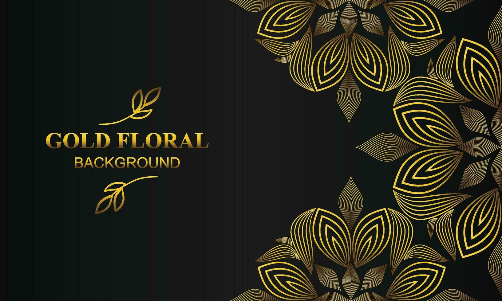 bellissimo oro floreale sfondo con floreale, fiore e foglia ornamento vettore