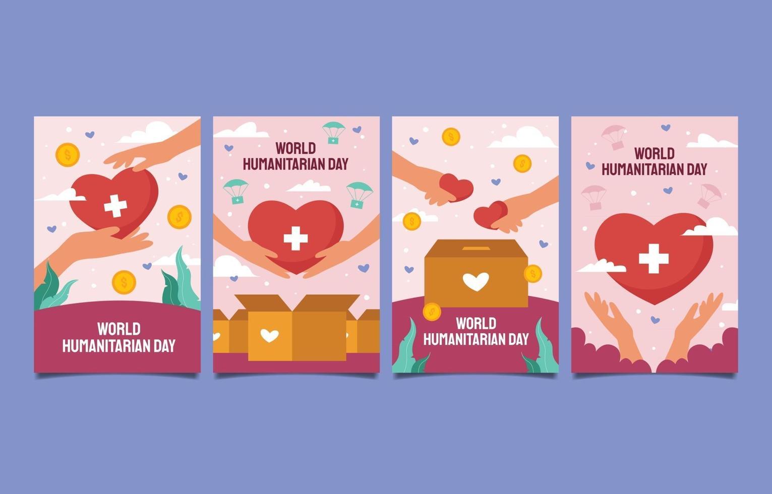 collezione di carte per la giornata mondiale umanitaria vettore
