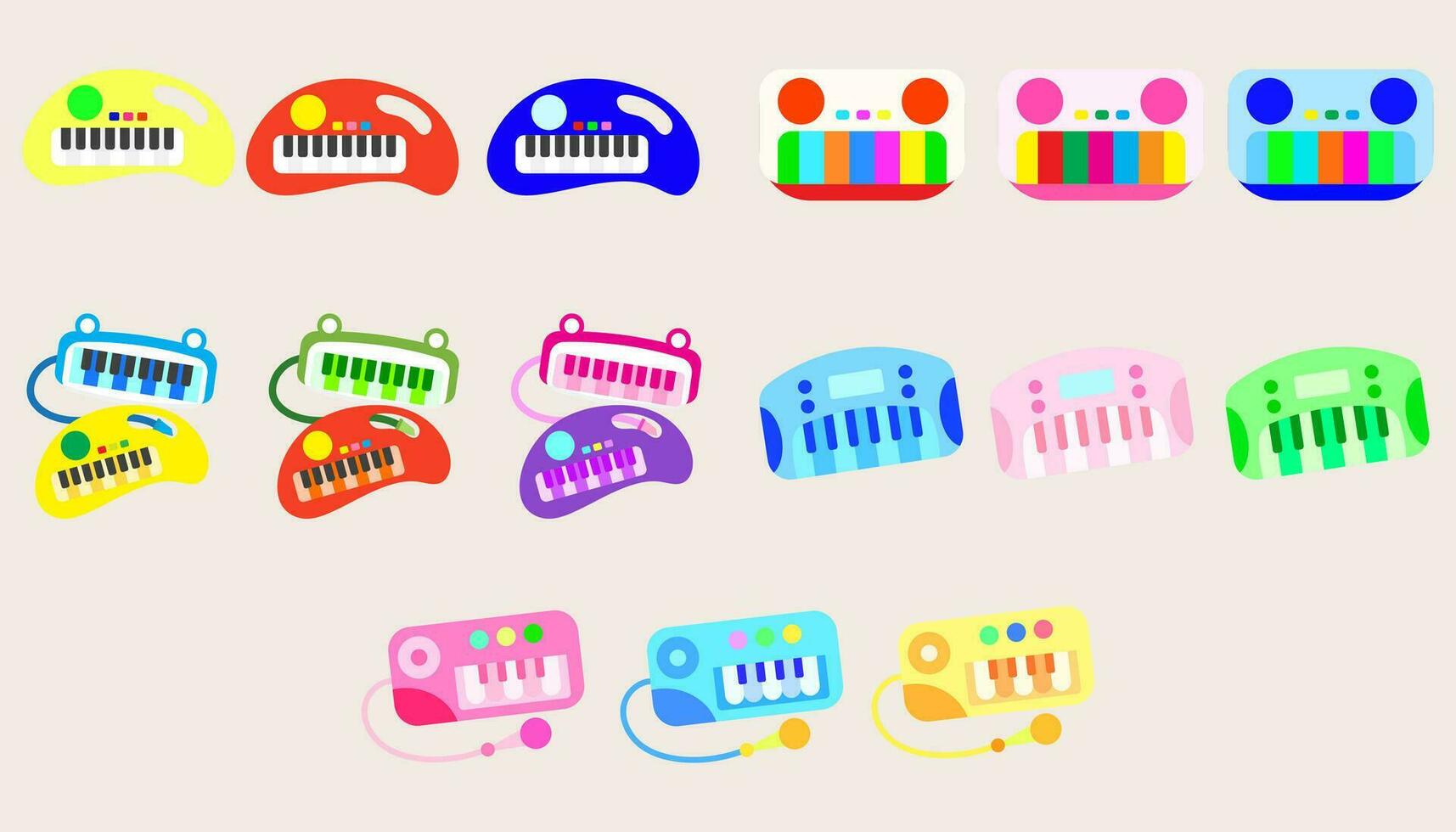 collezione icona elettrico giocattolo pianoforte tastiera del computer. bambini musicale elettronico. divertente figli di giocattolo.set di gioco consolle. vettore