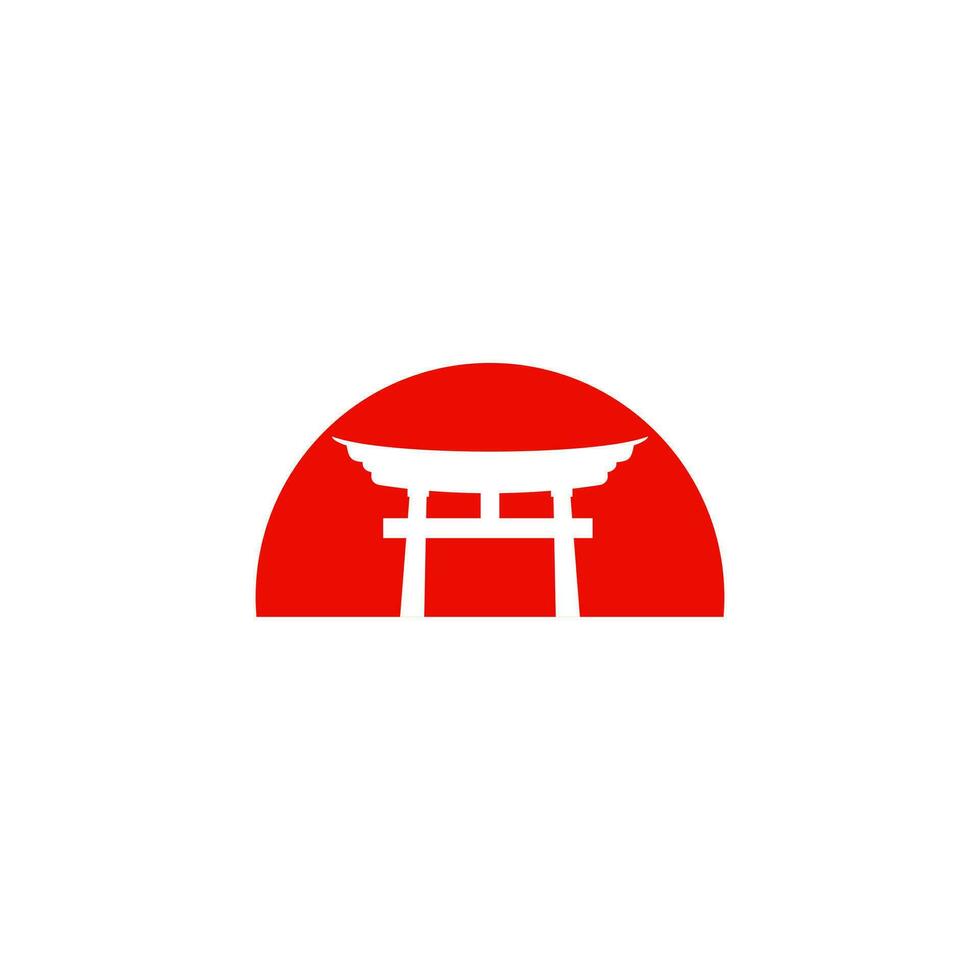storico torii cancello giapponese logo. tramonto torii cancello icona logo vettore illustrazione. giapponese storia monumento