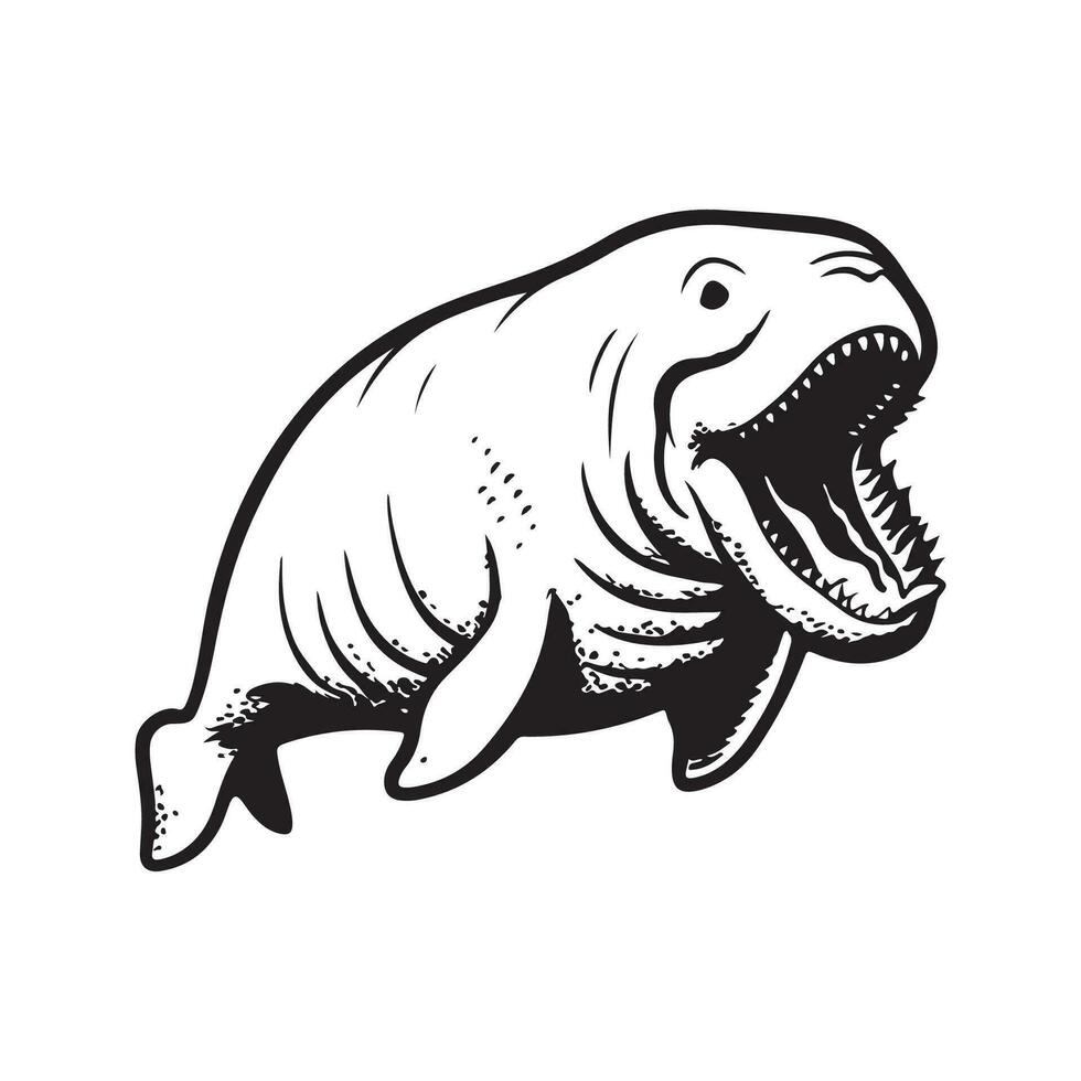 arrabbiato dugongo, Vintage ▾ mano disegnato illustrazione vettore
