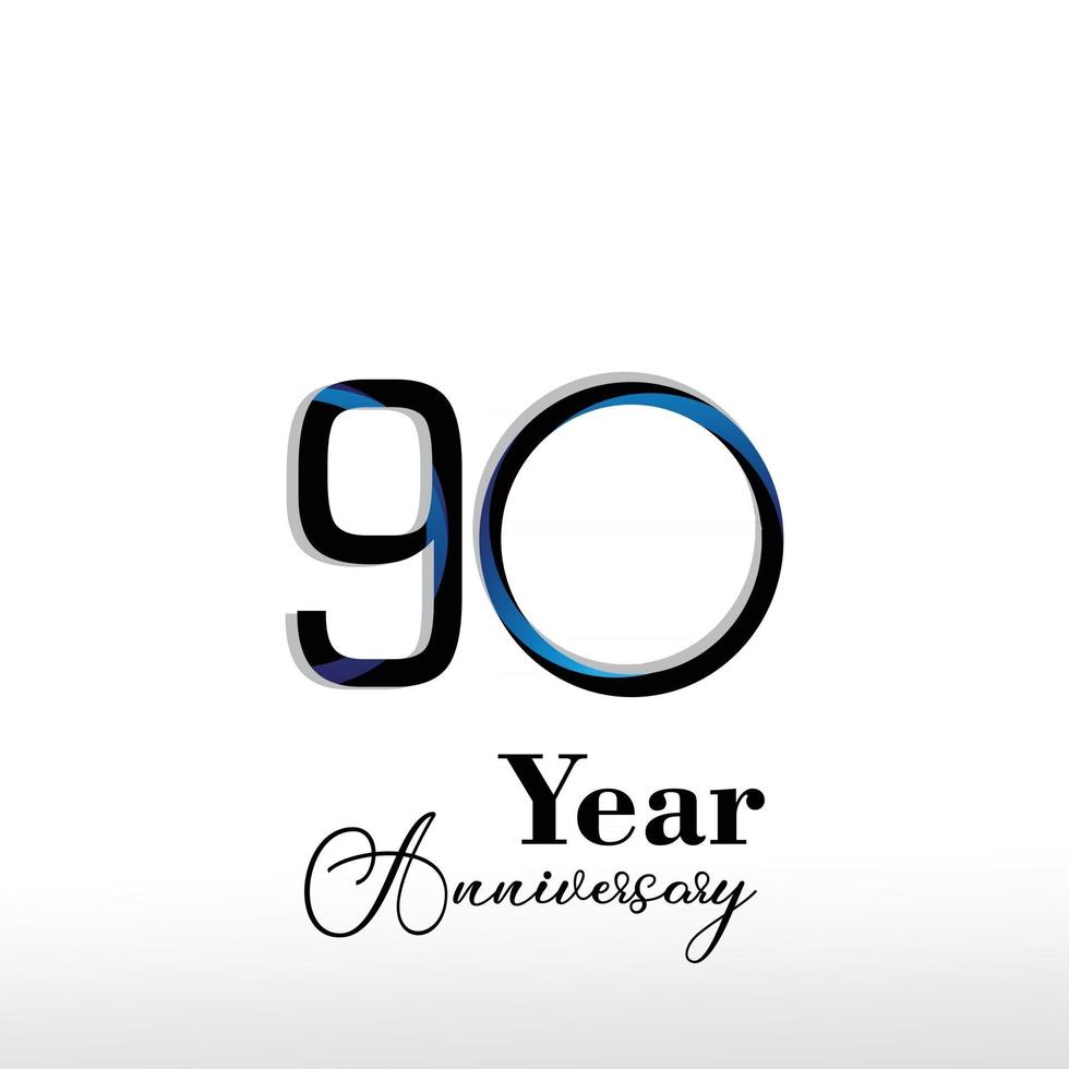 90 anni anniversario logo illustrazione vettoriale colore bianco