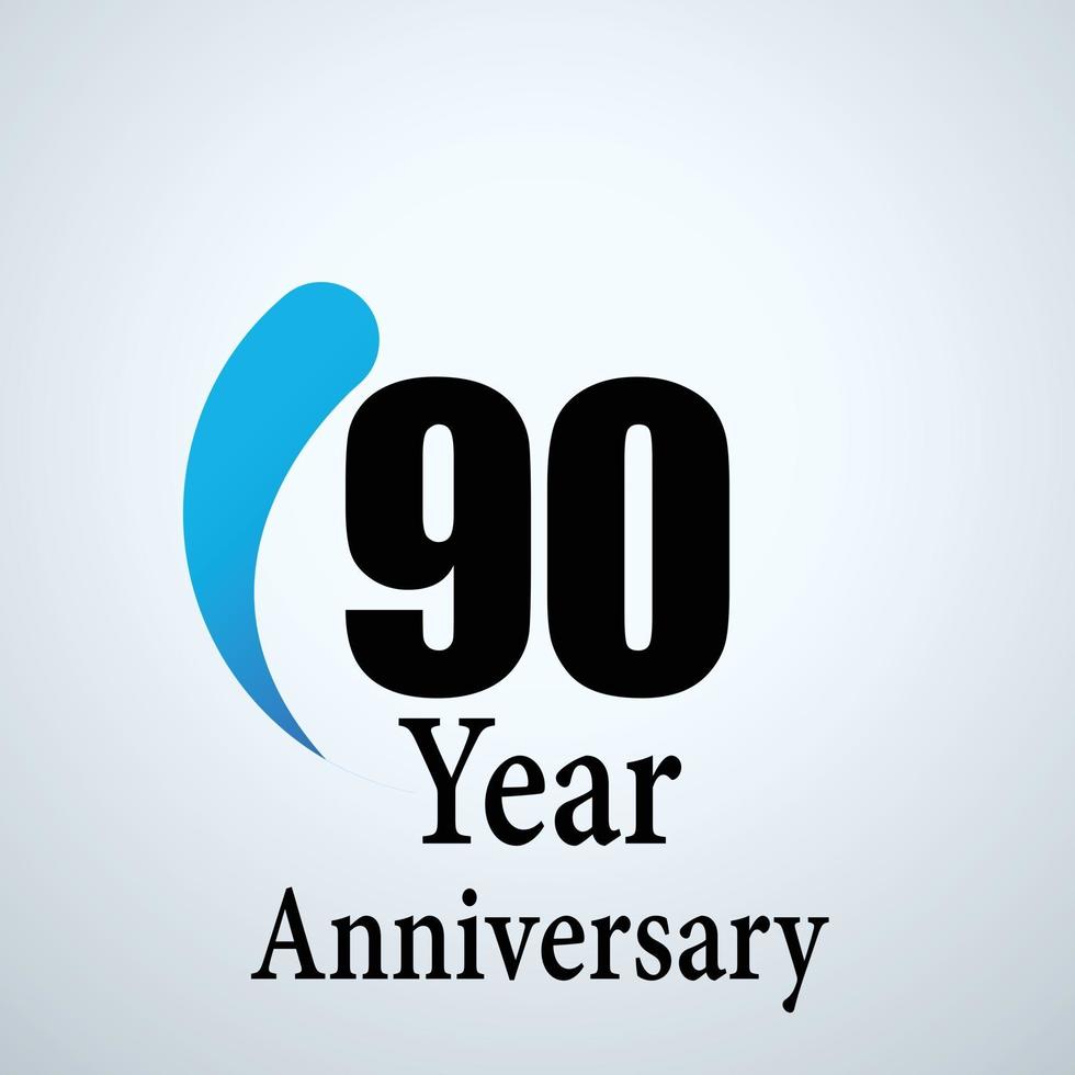 90 anni anniversario logo illustrazione vettoriale colore bianco