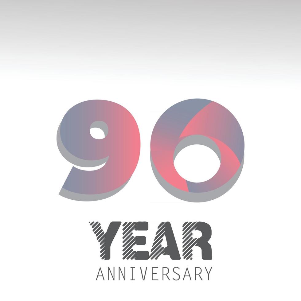 90 anni anniversario logo illustrazione vettoriale colore bianco