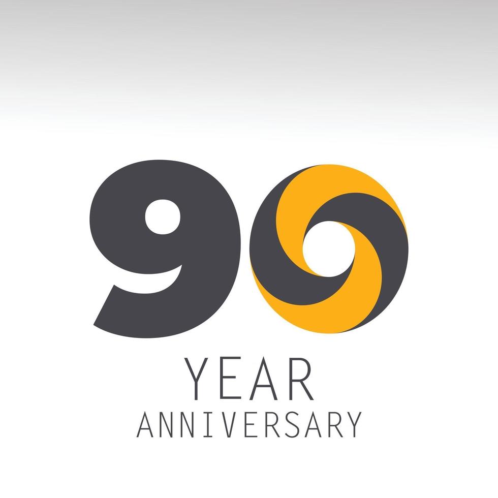 90 anni anniversario logo illustrazione vettoriale colore bianco