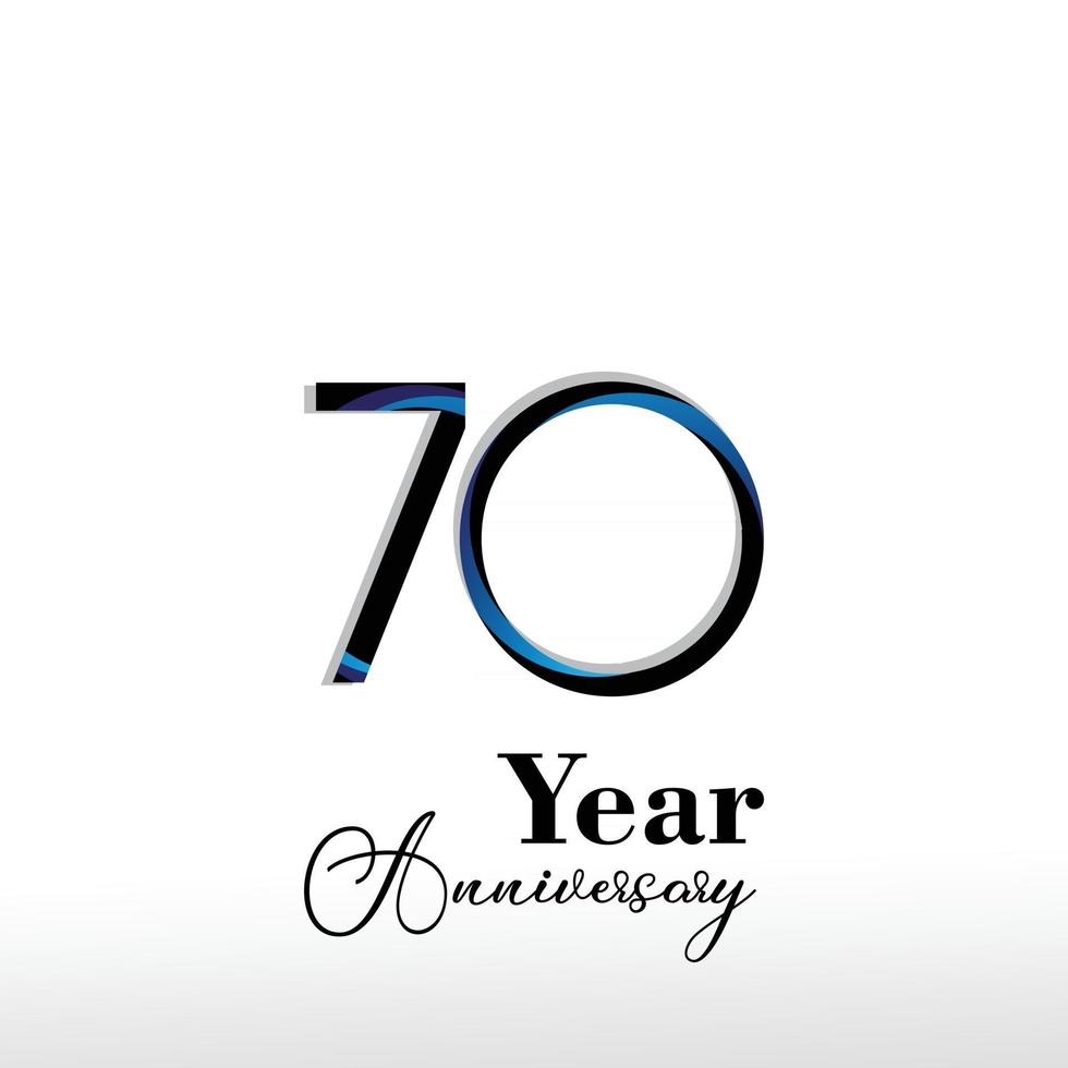 70 anni anniversario logo illustrazione vettoriale colore bianco