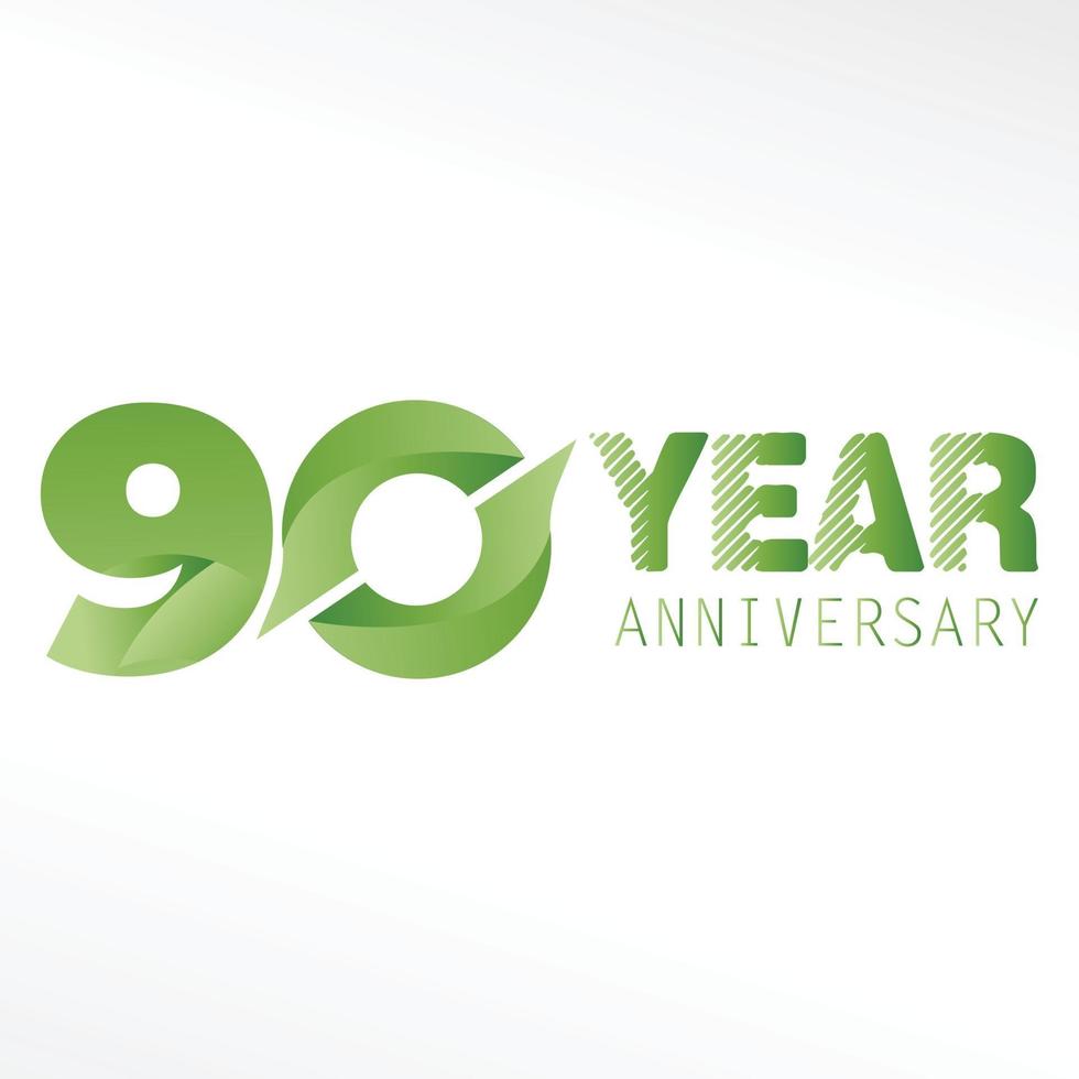 90 anni anniversario logo illustrazione vettoriale colore bianco