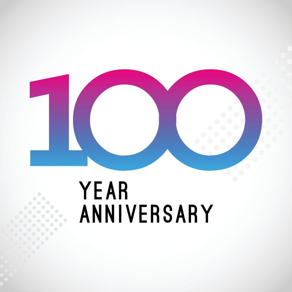 100 anni di anniversario logo illustrazione vettoriale colore bianco