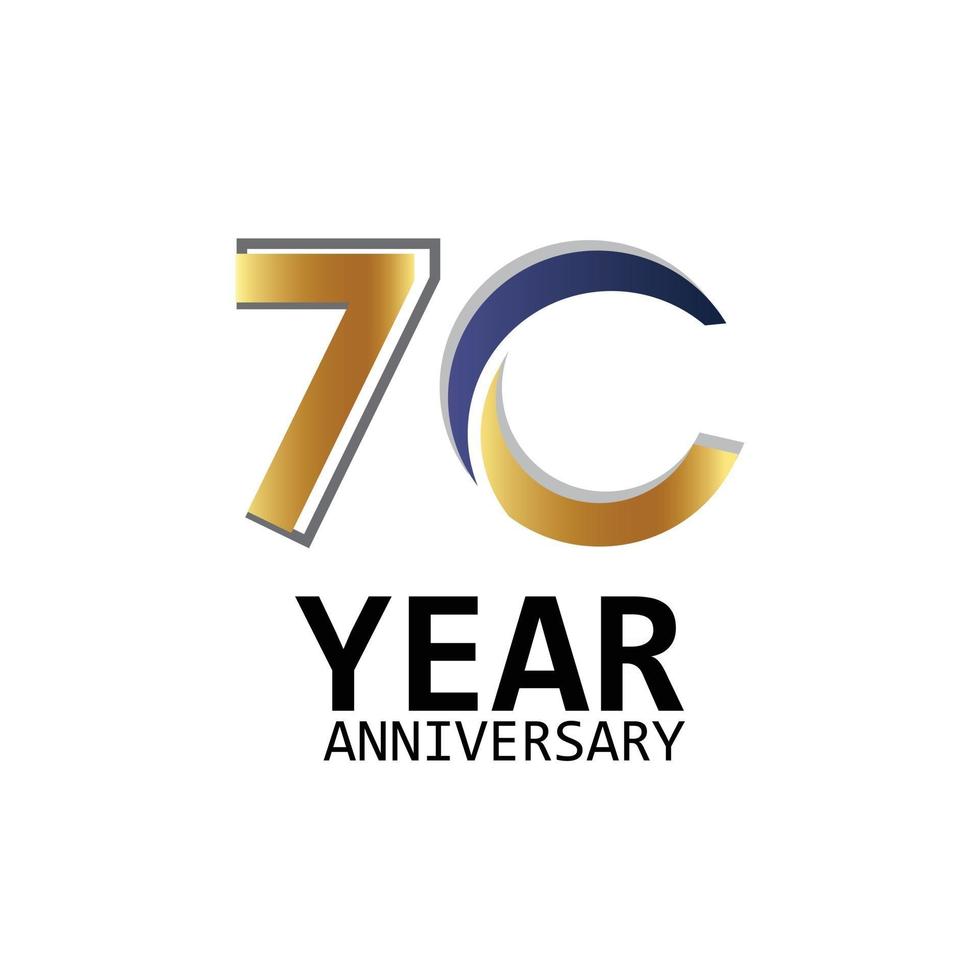 70 anni anniversario logo illustrazione vettoriale colore bianco