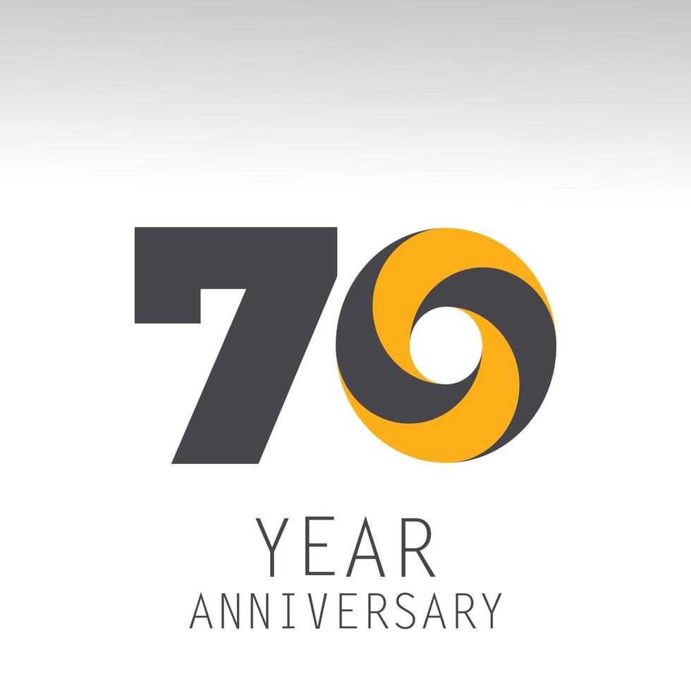 70 anni anniversario logo illustrazione vettoriale colore bianco