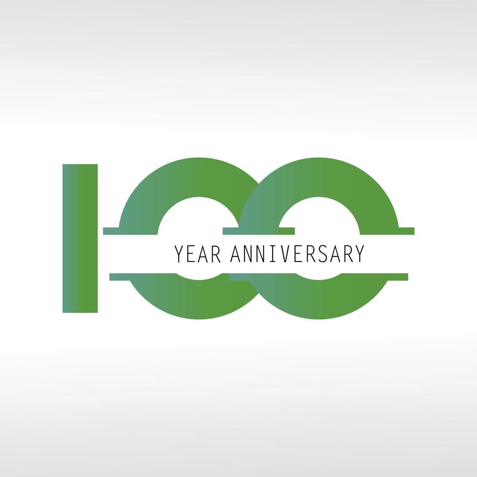 100 anni di anniversario logo illustrazione vettoriale colore bianco