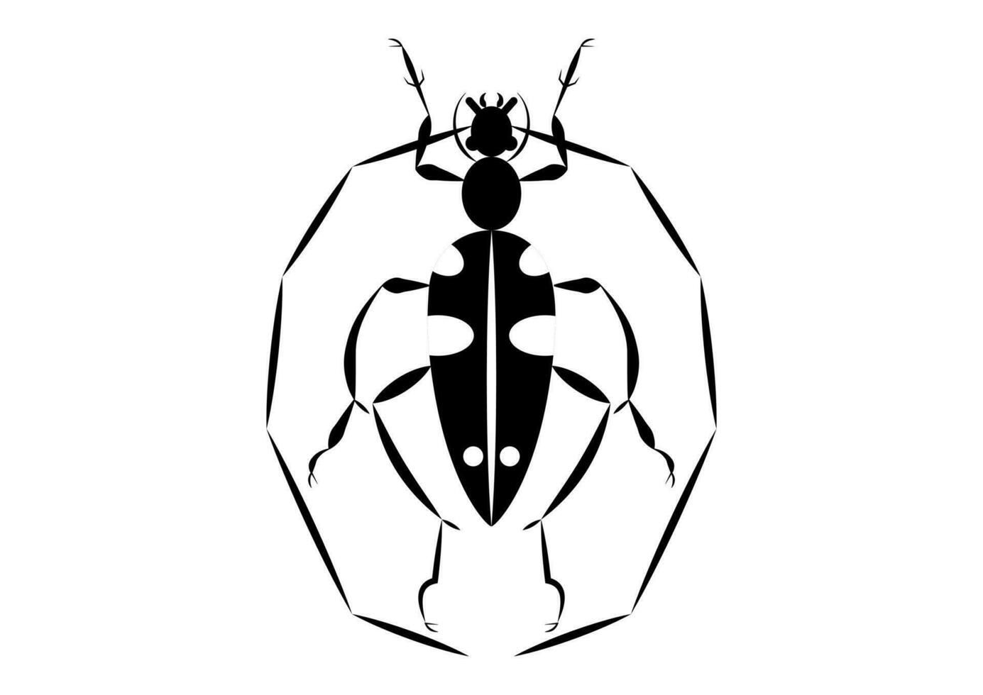 nero e bianca scarafaggio insetto con gigante antenna silhouette clipart vettore