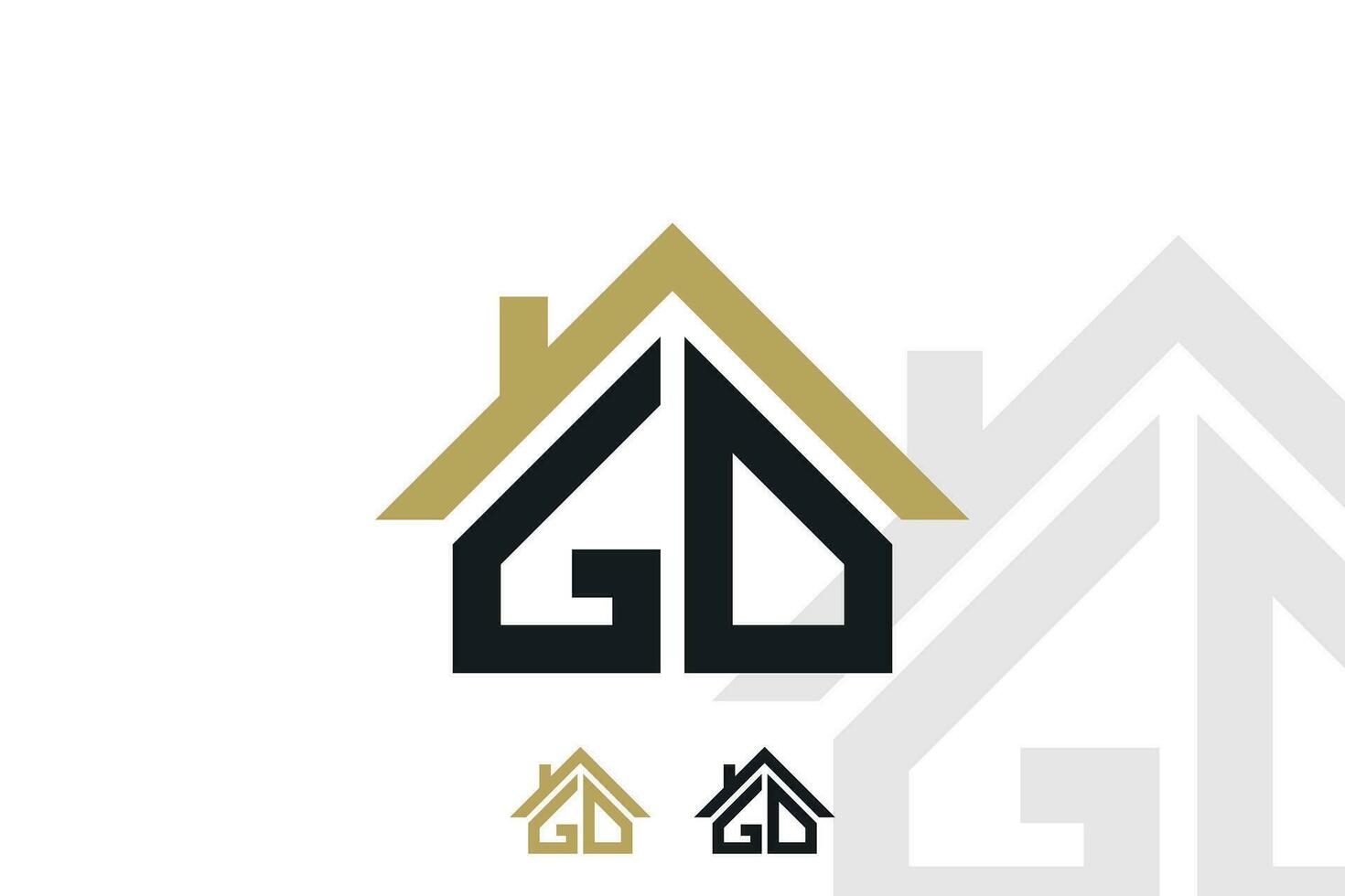 lettera gd logo design con Casa illusione concetto vettore