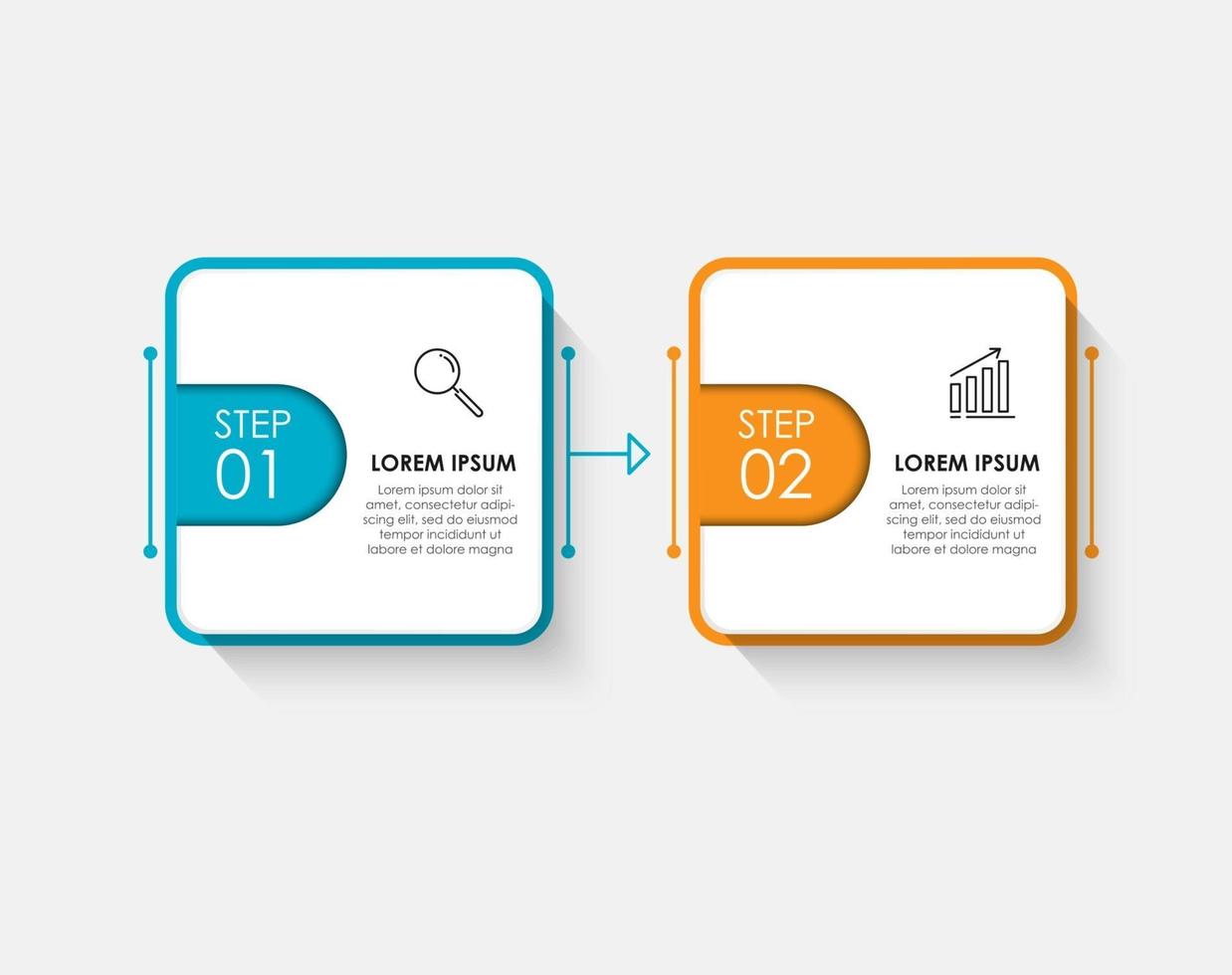 vettore del modello di progettazione infografica con icone e 2 opzioni o passaggi