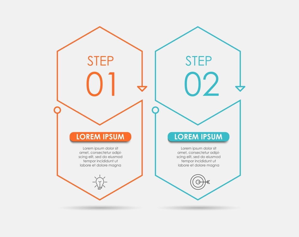 vettore del modello di progettazione infografica con icone e 2 opzioni o passaggi