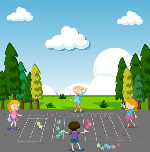 I bambini giocano a Math Game al Park vettore