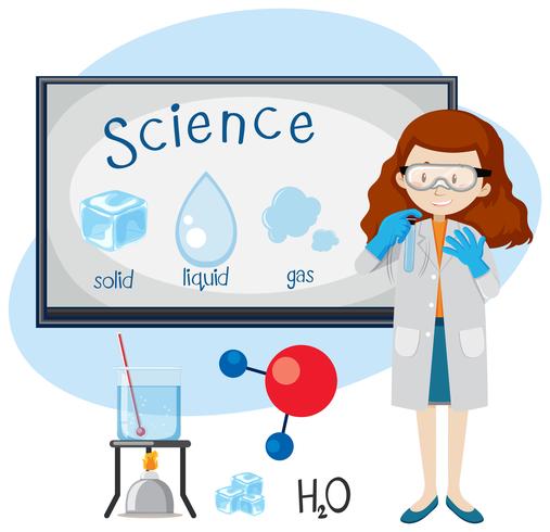 Un insegnante di Sciene insegna lo stato della materia vettore