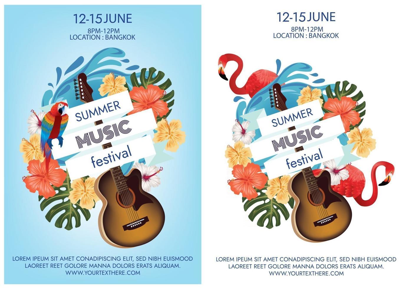 poster del festival musicale estivo sull'atmosfera della festa in spiaggia beach vettore