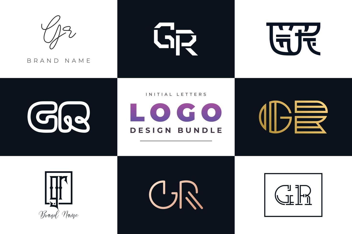 set di lettere iniziali di raccolta gr logo design. vettore