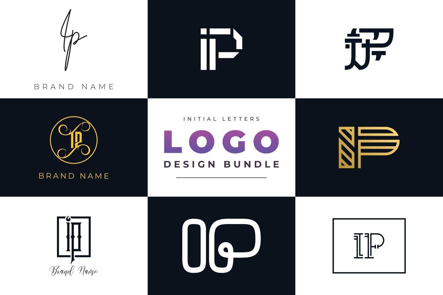 set di lettere iniziali di raccolta ip logo design. vettore
