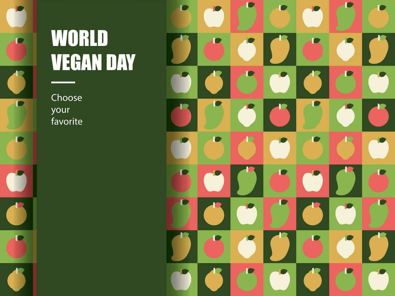 mondo vegano giorno modello geometrico vegetariano vettore sfondo tessuto ornamento Vintage ▾ verde Salute