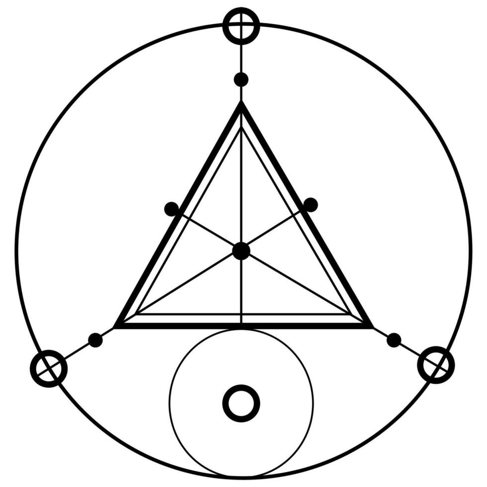 sacro geometria vettore design elementi. alchimia, religione, filosofia, spiritualità, fricchettone simboli e elementi. silhouette icona, logo design nel linea arte stile, tatuaggio cartello isolato su bianca