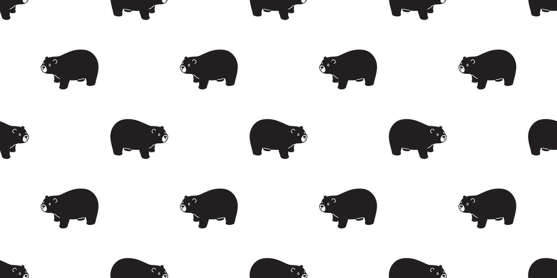 orso senza soluzione di continuità modello vettore polare orso sciarpa isolato cartone animato ripetere sfondo piastrella sfondo scarabocchio illustrazione nero design