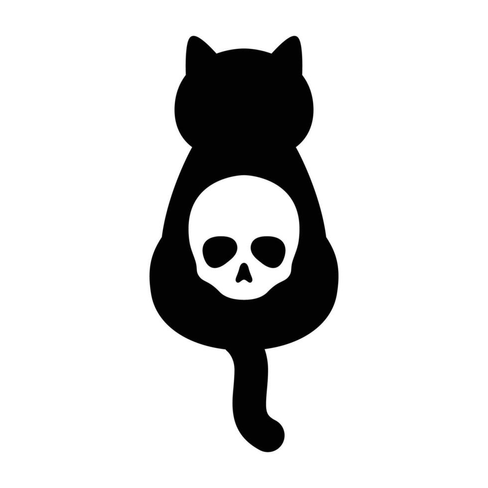 gatto cranio icona vettore Halloween logo osso gattino fantasma personaggio cartone animato illustrazione scarabocchio design