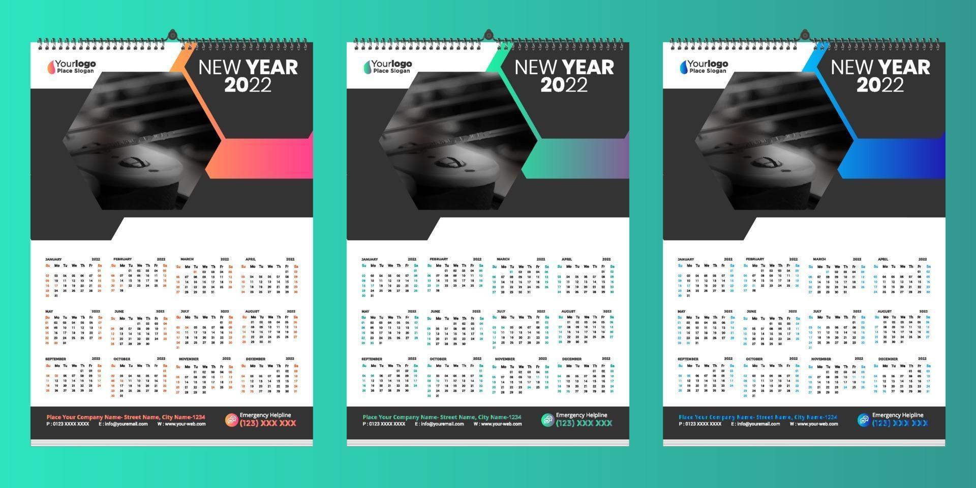 calendario da parete gratuito 2022 design con vettore