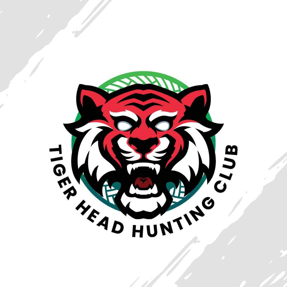tigre testa a caccia club logo portafortuna digitale illustrazione vettore