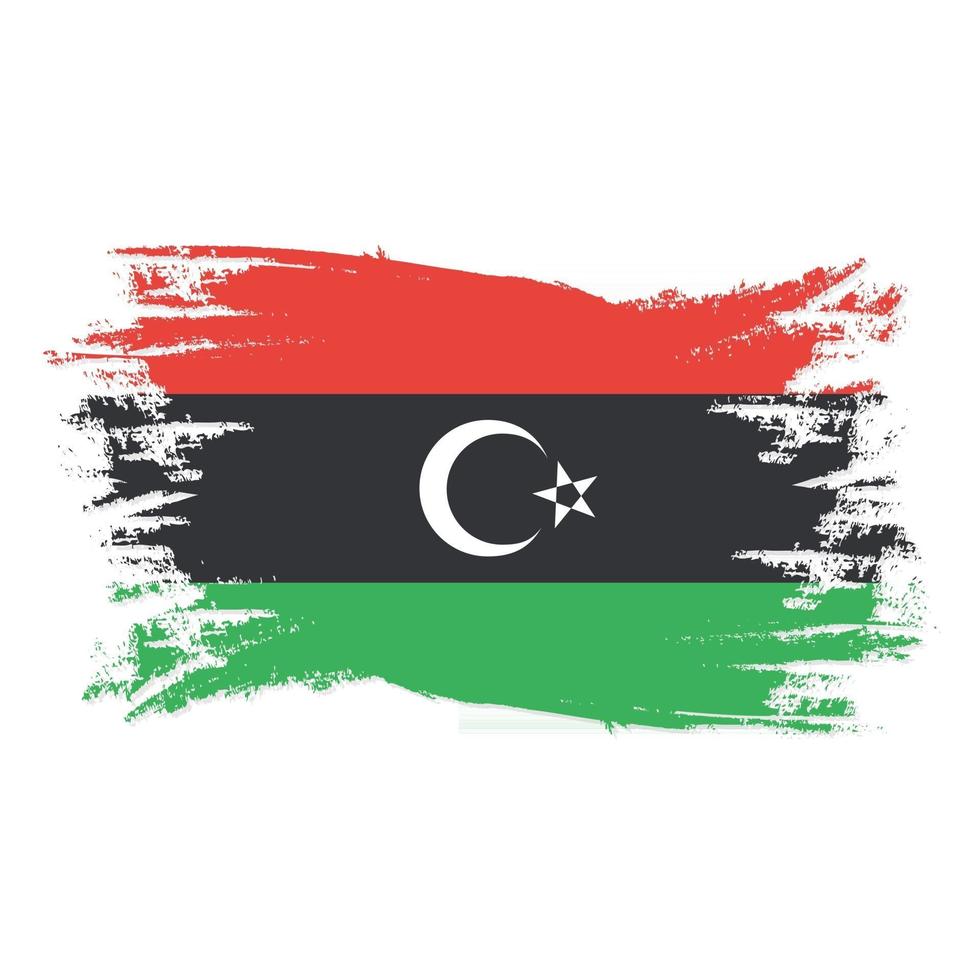 bandiera libia con pennello acquerello vettore