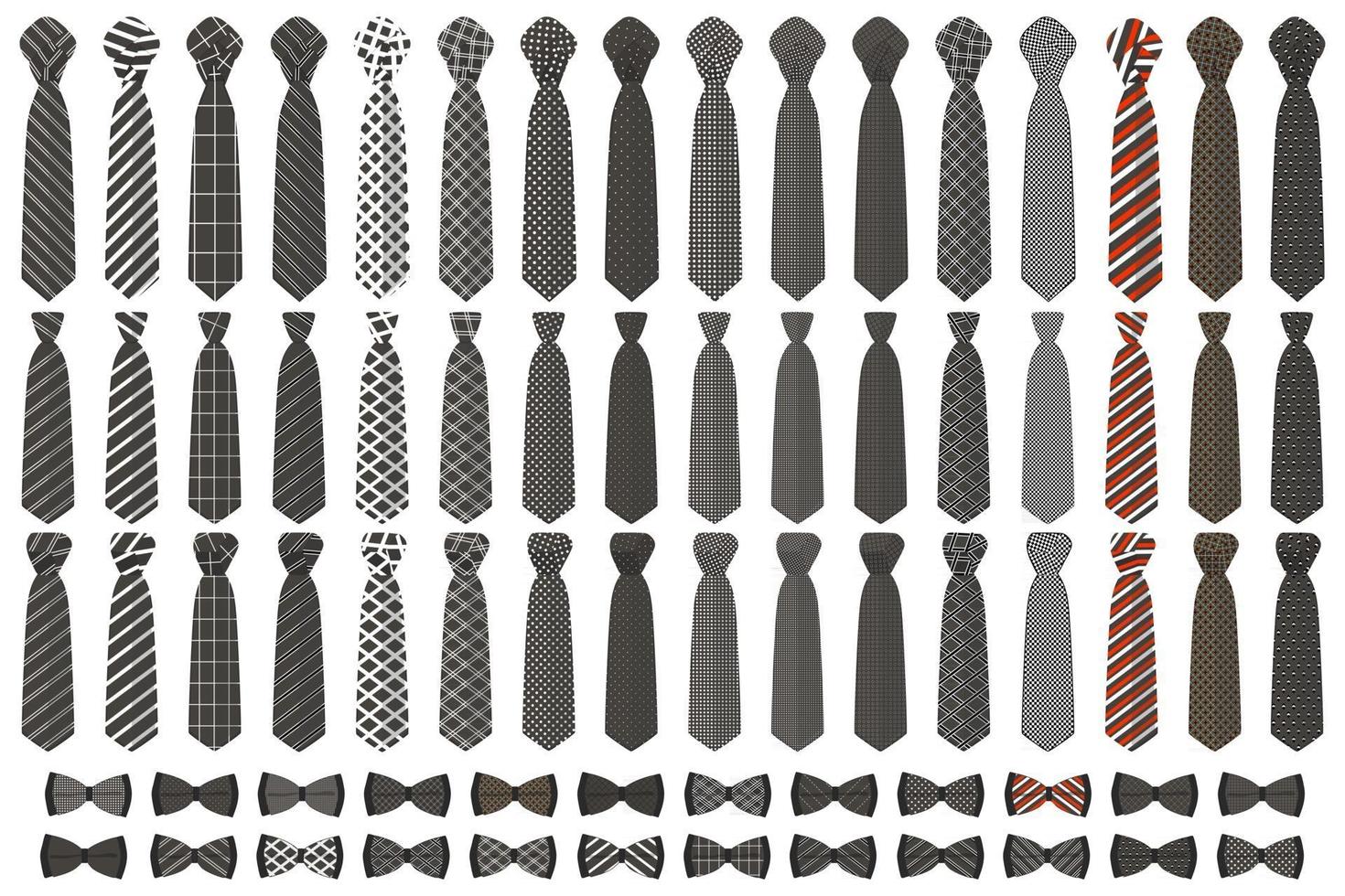 illustrazione a tema grande set colorato cravatte diversi tipi vettore