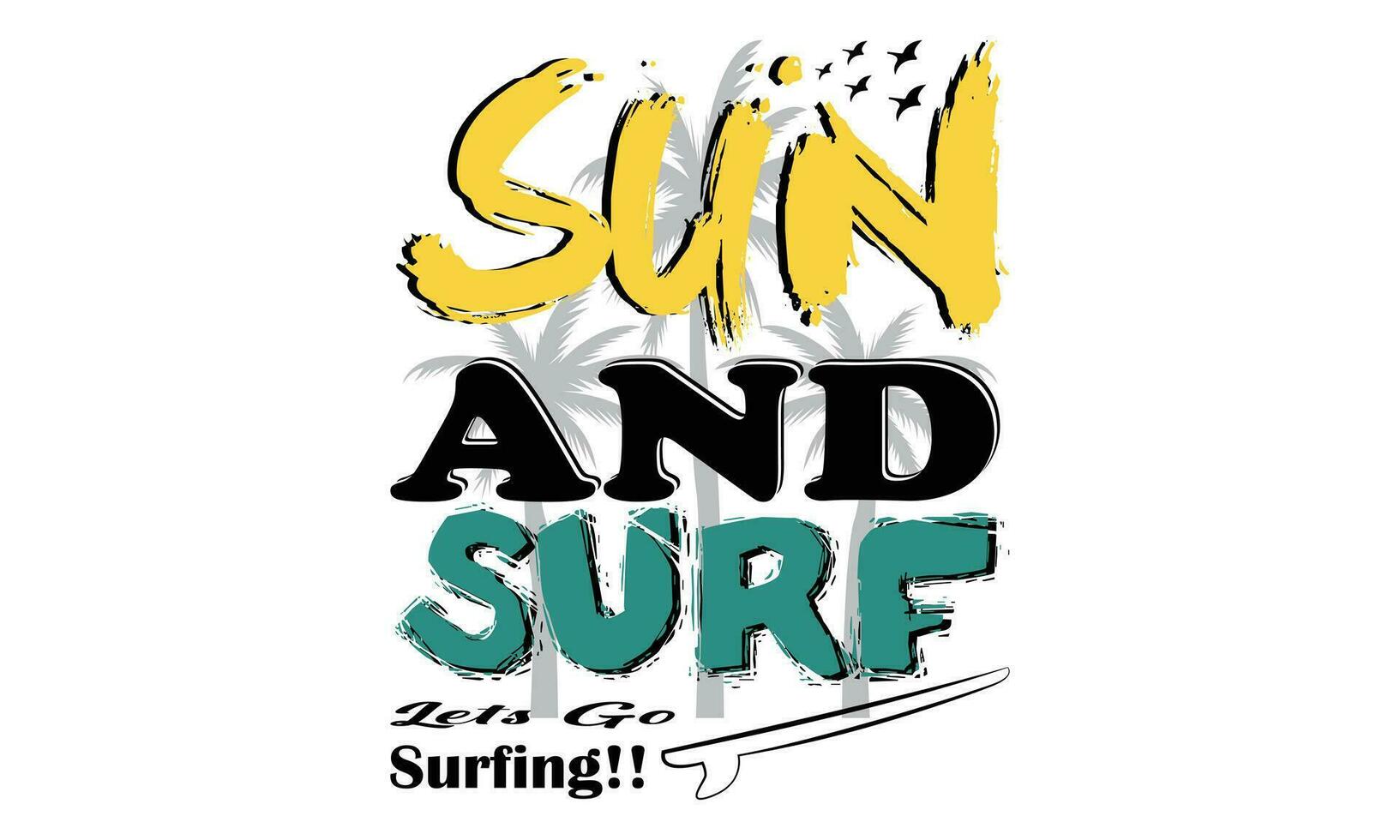 sole e Surf lascia partire fare surf spiaggia California disegno, California fare surf Barche colorato spiaggia svg illustrazione disegno, vettore