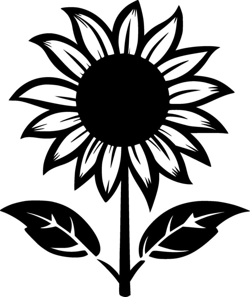 girasole - nero e bianca isolato icona - vettore illustrazione