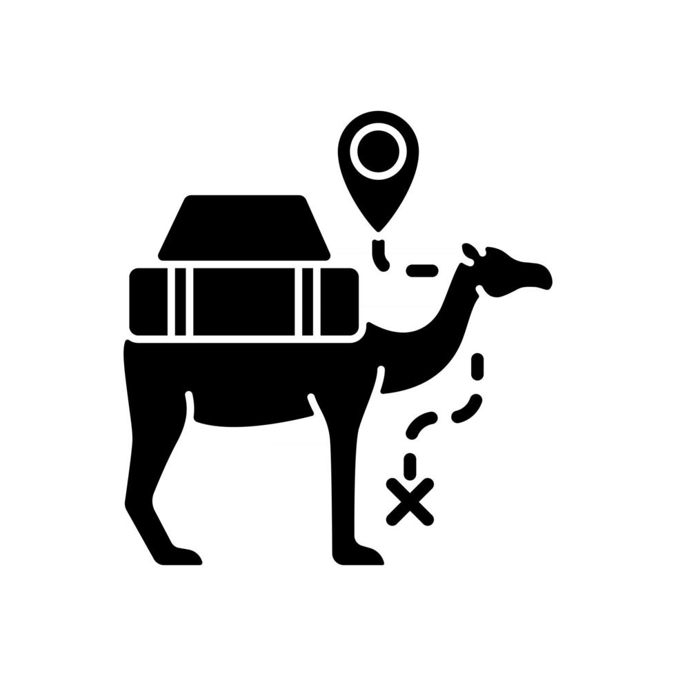 icona del glifo nero della carovana di cammelli vettore