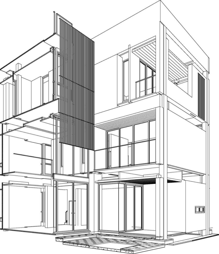 3d illustrazione di Residenziale progetto vettore