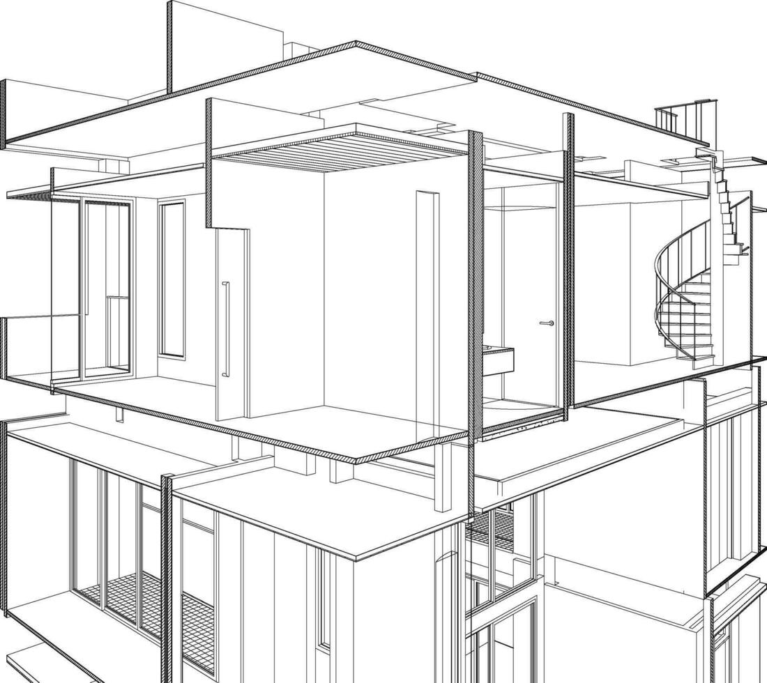 3d illustrazione di Residenziale progetto vettore