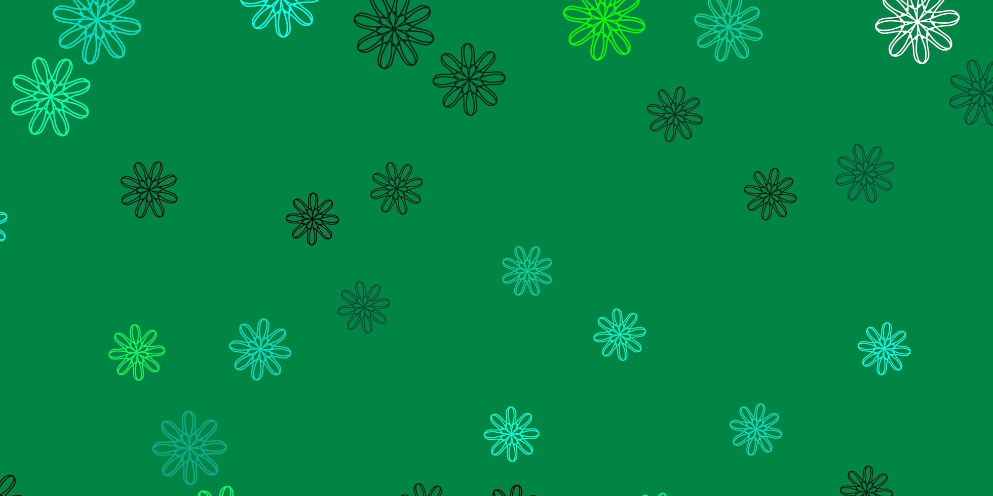 struttura di doodle di vettore verde chiaro con fiori.