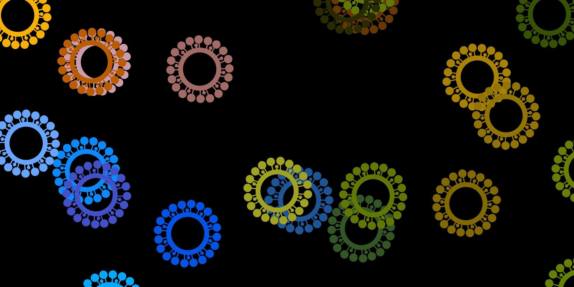 sfondo vettoriale blu scuro, giallo con simboli di virus.