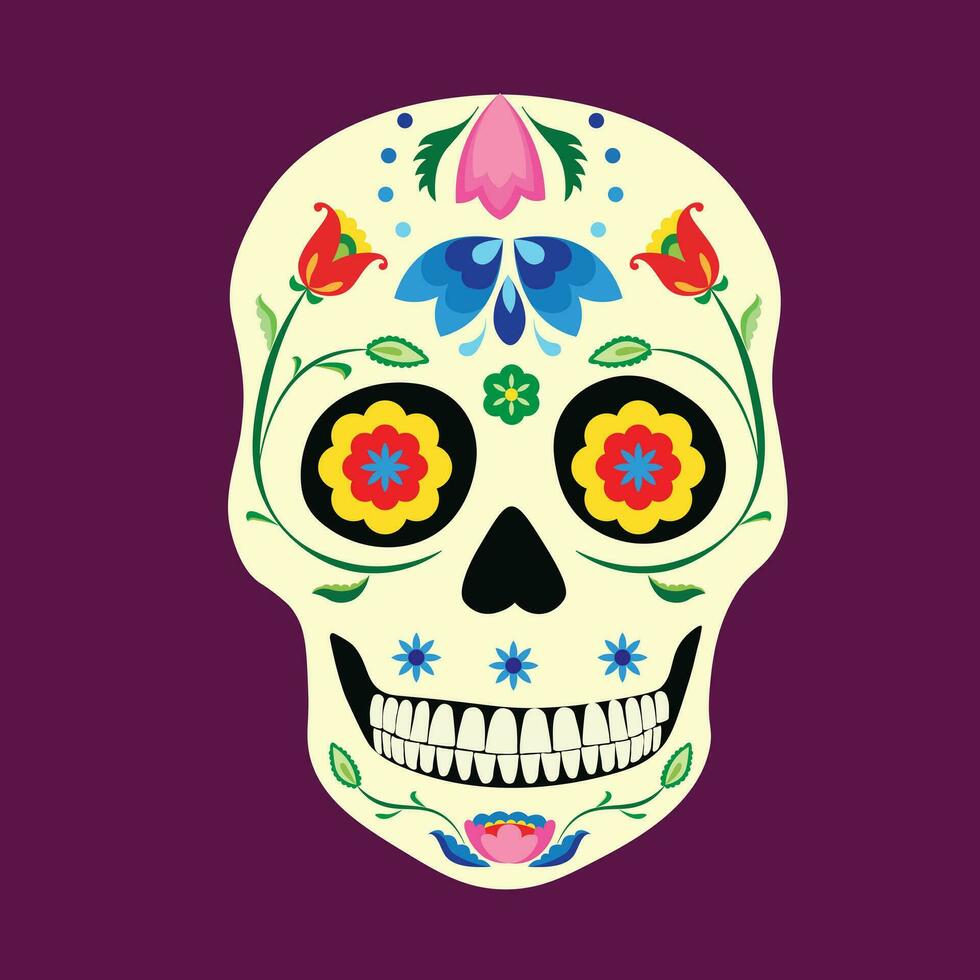 zucchero cranio piatto vettore nel cartone animato stile. giorno di il morto concetto. dia de los muertos. messicano tradizionale cultura.